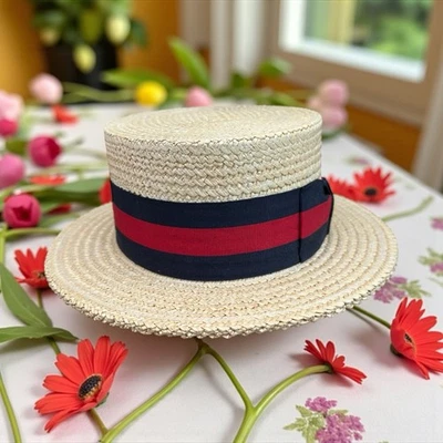 Sombrero de paja italiano vintage hecho en Italia talla 7 EE. UU. Foto 1 de 4