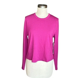 Top donna LULULEMON vestibilità classica misto cotone manica lunga taglia 8 nuovo con etichetta magenta - Foto 1 di 7