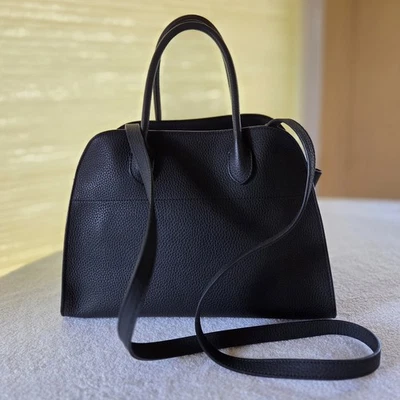 Bolso de Mano The Row Margaux 12 Cuero Granulado Negro Suave Asa Superior SHW Foto 1 de 4