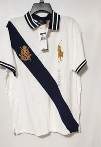 Polo Ralph Lauren Custom Slim Fit Big Pony Rot Gold Wappen Block Poloshirt XL - Bild 1 von 4
