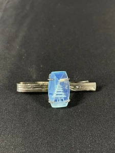 Vintage Reverse Carved Crystal Pagoda Japanese Silver Tie Bar - Picture 1 of 7