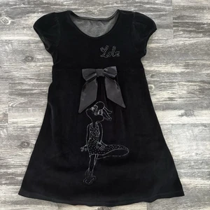 Y2K Looney Tunes Lola Girls Black Velvet Short Sleeve Dress Size 8 Alouette 2008 - Picture 1 of 7