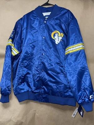 СТАРТЕР Лос-Анджелес Rams Varsity атласный полный Snap куртка синий размер XL - Изображение 1 из 4