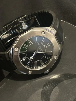 Baume and Mercier Riviera Watch VVS Diamond Bezel Black Dial Stainless Steel - Image 1 of 4