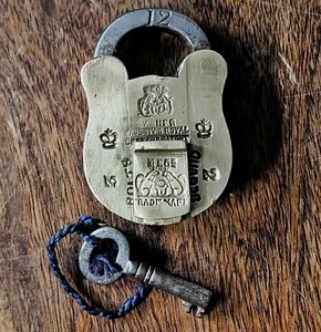 Antique Victorian Bronze Brass Padlock & Key By Lowe & Fletcher C. 1890 - Picture 1 of 11