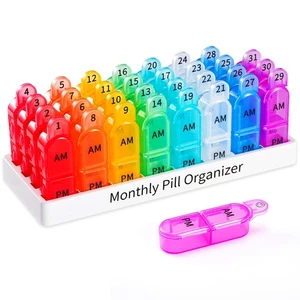 Organizzatore Pillole Mensile 2 Volte al Giorno - Scatola Pillole 30 Giorni AM PM, Senza BPA Un Mo... - Foto 1 di 8