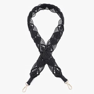 Correa bandolera macramé tejida negra - Imagen 1 de 2
