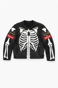 Skeleton Jacket – Black Biker Jacket with Bone Print | Limited Edition Jacket - Picture 1 of 8