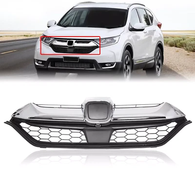 Front Chrome Bumper Upper Chrome Grille Grill For Honda CRV CR-V 2017-2019 2018 - Image 1 of 4