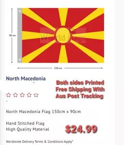 North Macedonia Flag 900×1500mm LARGE BRAND NEW FREE SHIPPING AUS WIDE Good qua - Picture 1 of 4