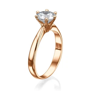 1/2 Carat Sparkling Round Cut Diamond Engagement Ring D/VS1 14K Rose Gold - Picture 1 of 4