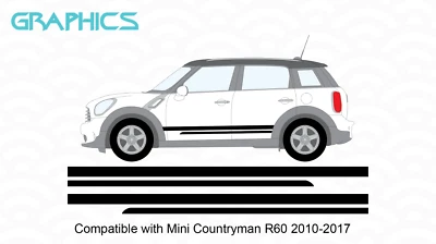 Adatto per Mini Countryman R60 2010-17 Strisce Laterali Decalcomania Grafica Strisce Set. ALL4 - Immagine 1 di 3