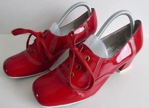 IRREGULAR CHOICE RED PATENT LEATHER BLOCK HEELED SHOES UK 6.5 EU 40 WORN ONCE - Picture 1 of 14