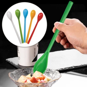Colorful Long Handle Plastic Spoon Coffee Tea Spoon Drink Tableware Supplies - Picture 1 of 19