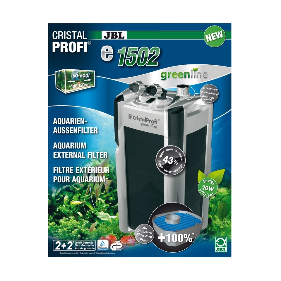 JBL CristalProfi e1502 greenline Außenfilter Aquarien - 700 L.+ Geschenk JB31322