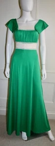Gorgeous Vintage 1970s Green Maxi Dress, Size 8, Tersuisse, Lace Panels - Picture 1 of 15