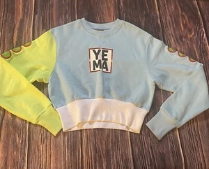 Yema GJH Crop Top in Hellblau & Grün Damen S Sweatshirt mit Rundhalsausschnitt - Bild 1 von 13