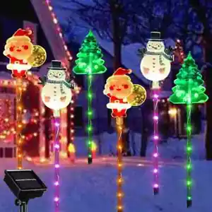 6pcs Outdoor Solar Christmas Garden Stake Lights, Solar Santa Claus, Snowman & c - Picture 1 of 6