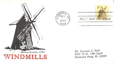 1738-42 15c Windmills set of 5 different Clarence Reid cachets [51235] - Image 1 of 4