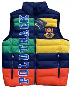 NUEVO CHALECO ACOLCHADO RALPH LAUREN POLO PISTA MULTICOLOR BURBUJA ABAJO PEQUEÑO ¡NUEVO CON ETIQUETAS! - Imagen 1 de 4