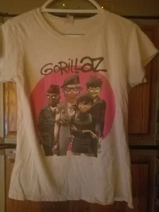 Vintage Gorillaz Band Music Tee T-Shirt top white Cartoon logo rare  - Picture 1 of 4