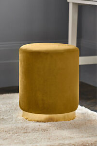NEW Next Elinore Ochre Stool Footstool Ottoman Pouffe with Gold Base