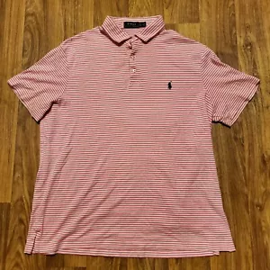 Vintage Polo Ralph Lauren Shirt Men XL Pink White Striped Short Sleeve Preppy - Picture 1 of 7