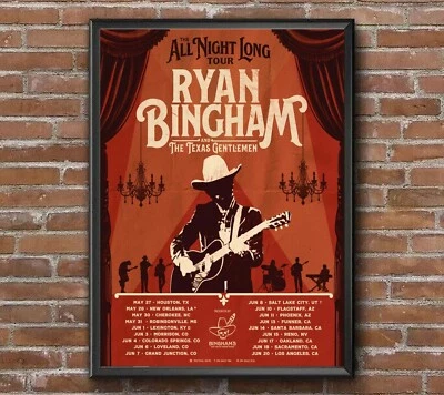 Póster Ryan Bingham The All Night Long Tour 2025 18"x24" Foto 1 de 3