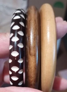 VINTAGE HANDGEFERTIGTE HOLZARMBÄNDER 3ER SET NEU - Bild 1 von 4