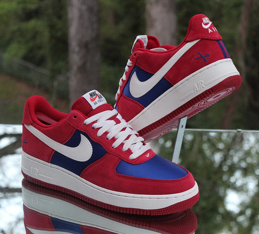 Nike Air Force 1 Low Scissors Men’s Size 9 Gym Red Blue Custom 488298-626 - Image 1 of 4