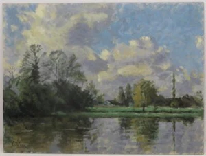 DAVID WILSON (1919-2013) Post Impressionist Oil Painting RIVER OUSE Cambridge - Picture 1 of 5