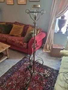 Antique converted Oil Lamp wrought iron and copper standard floor lamp Working - Picture 1 of 15