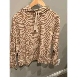 BANANA Republic Baby Terry Hoodie Sweatshirt Tan and Beige Zebra Size Small - Picture 1 of 3