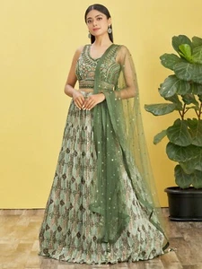 Pakistani Lehenga Choli Lengha Wear Wedding Indian Party Bollywood Designer - Picture 1 of 9