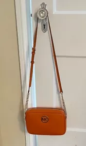MICHAEL KORS Fulton Large East West Crossbody Tangerine Leather BAG PURSE - Bild 1 von 4