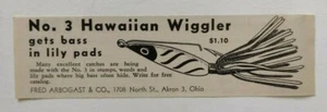 1947 Fred Arbogast No. 3 Hawaiian Wiggler Fishing Lure Advertisement Akron, Ohio - Picture 1 of 1