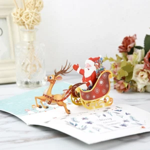 100x Paper Love Pop Up Christmas Card Santa Reindeer Season Greetings Cards - Picture 1 of 8