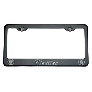 Black Chrome Cadillac Laser Engraved T304StainlessSteel License Plate Frame - Picture 1 of 10