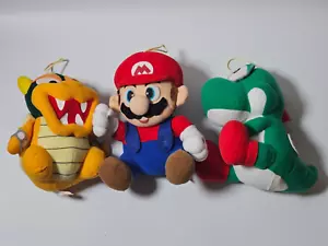 Mario Yoshi Bowser Plush 8" Set VTG Banpresto 1996 Super Mario World Doll Toy - Picture 1 of 20