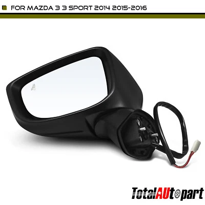 Espejo retrovisor eléctrico negro con punto ciego para Mazda 3 3 Sport 2014 2015 2016 conductor izquierdo Foto 1 de 4