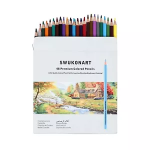 Colored Pencils Set 48 Colors 3.9mm Premium Soft Core, Artist Quality Color P... - Picture 1 of 6