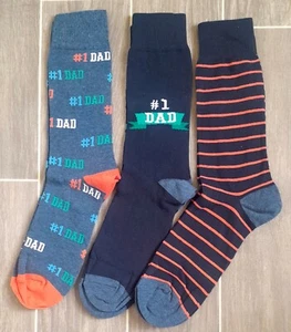 Nuevo Pack de 3 Nº 1 PAPÁ Hombres Algodón Rico Calcetines Reino Unido Talla 6-11 para Padre/Papá - Imagen 1 de 1