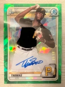 2020 Bowman Chrome Tahnaj Thomas 1st Rookie Auto Green Atomic Refractor /99 - Picture 1 of 2