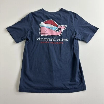 Vineyard Vines Happy Holidays 2016 Short Sleeve Blue Youth XL Front Pocket shirt - Image 1 of 4