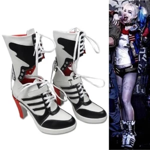 DC Suicide Squad Harley Quinn Cosplay Schuhe Kostüm Requisiten Damen High Heel Stiefel - Bild 1 von 8