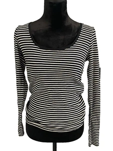 Neu mit Etikett $ 98 Ralph Lauren schwarz & weiß Pimabaumwolle Langarm-Top rosa Logo - SMALL - Bild 1 von 8