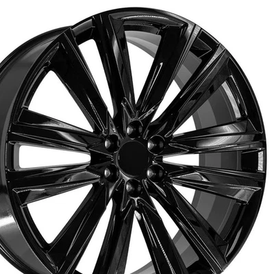 Set of Four Gloss Black 26x10 inch 4869 Wheel Fits Cadillac Chevy GMC - Image 1 of 4