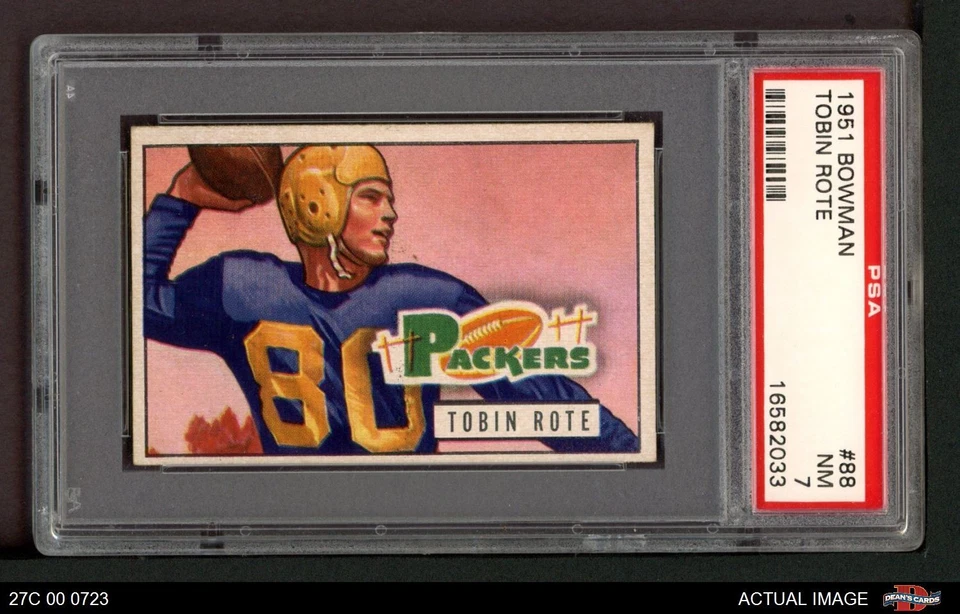 1951 Bowman #88 Tobin Rote Packers Rice PSA 7 - NM - Image 1 of 1
