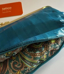 Bolso sin asas Latico piel de anguila genuina - turquesa - Imagen 1 de 13