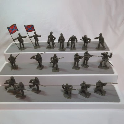 Ejército Hombres Soldados de la Guerra Civil Confederados Plástico - Lote de 19 Arma Verde Diarama  Foto 1 de 4